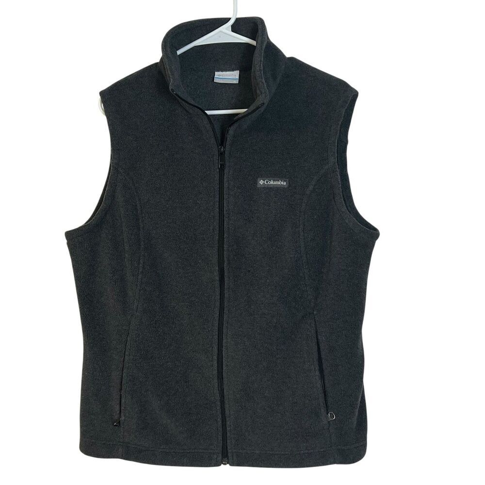 Columbia Fleece Vest Womens Full Zip Sleeveless Jacket Gray Outdoor Size XL